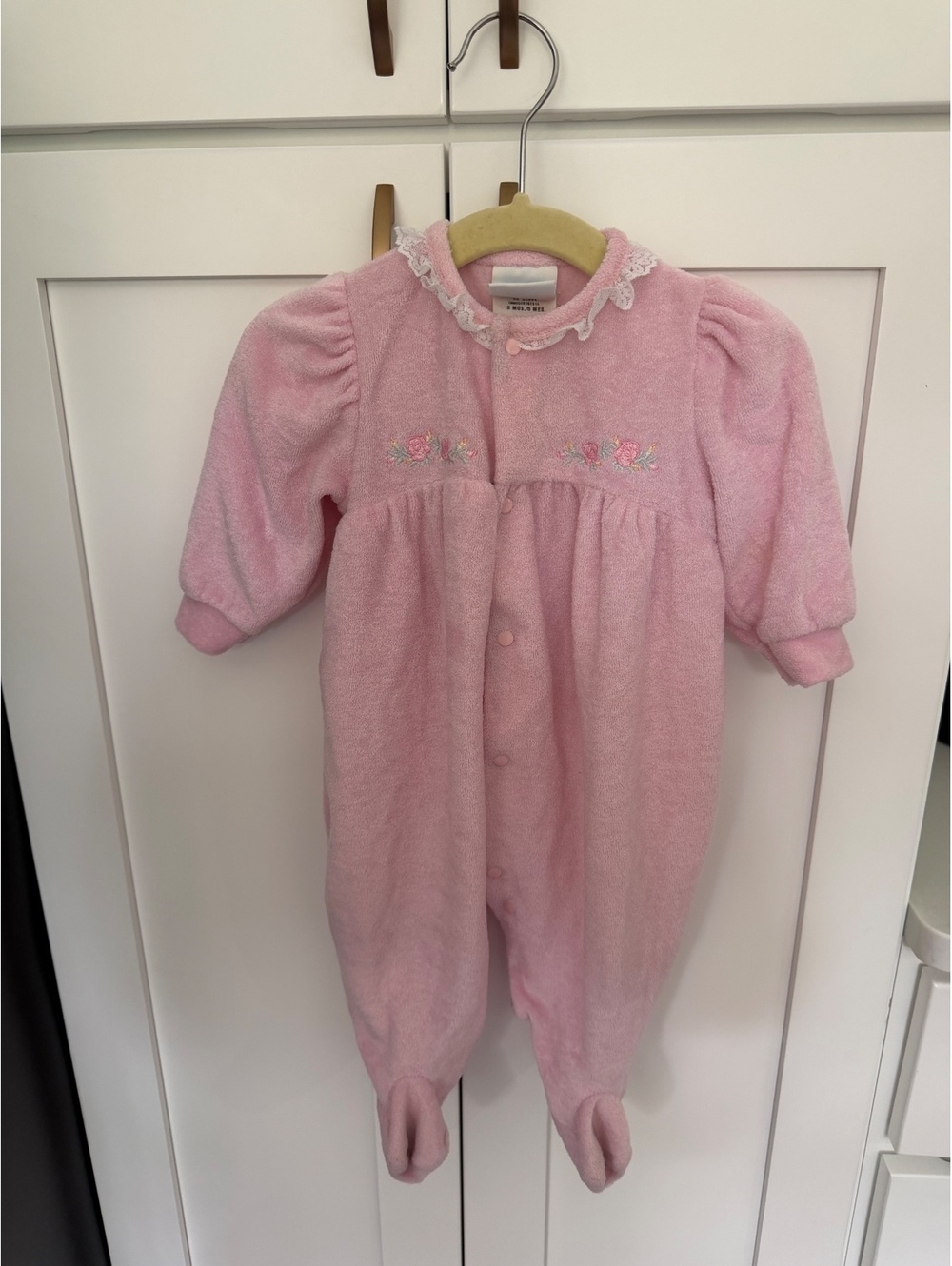 Vintage Little Me Pink Fleece Baby Footed Sleeper